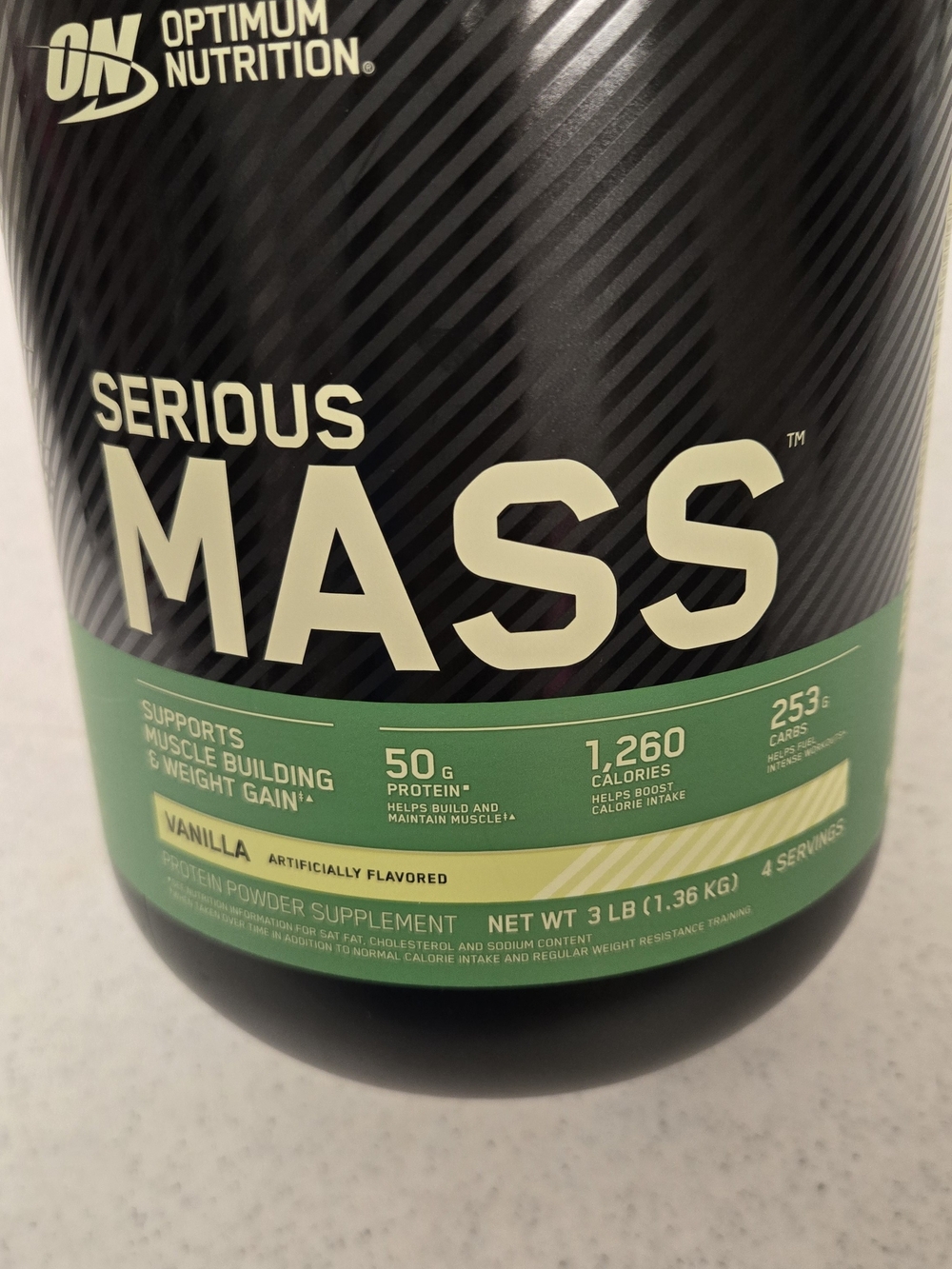 Optimum Nutrition Serious Mass Vanilla Weight Gainer - Black & Green